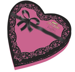 Hershey’s Pot of Gold Truffles Collection Milk and Dark Chocolate Designer Pink and Black Lace Heart Box